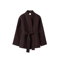 Temperament Wild Waist-controlled Lace-up Short Woolen Coat