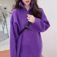 Pullover Thickened Stand Collar Sweater Coat For Women Loose Slimming