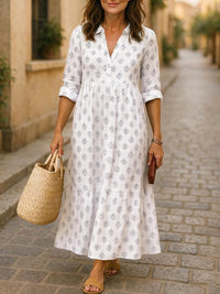 Womens Long Digital-Print Shirt Dress