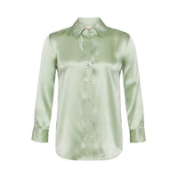 Satin Rayon Shirt Women's Solid Color Top Elegant Lapel