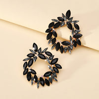 Crystal Wreath Stud Earrings For Women Sparkly Rhinestone Statement Floral Multicolor Jewelry Party Wedding Bridal Prom