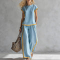 Womens Shirt Top And Trousers Two-piece Set