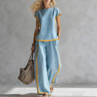Womens Shirt Top And Trousers Two-piece Set