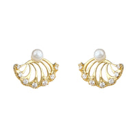 Silver Needle Hollow Swing Pearl Earrings