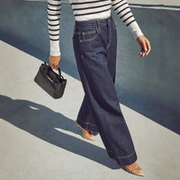Temperament High Waist Long Wide Leg Jeans For Women