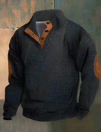 Stand Collar Long Sleeve Jacquard Knitted Pullover Sweater