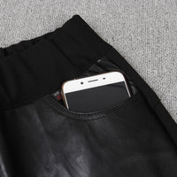 Stitching Stretch Pencil Women's Leather Pants