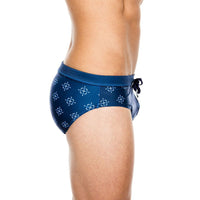 Men's Lace-Up Geometric Print Swim Briefs