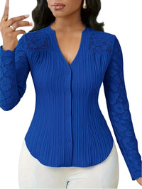 Hollow-out Long-sleeve V-neck Cardigan