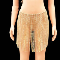 Rhinestone Fringed Waist Chain Skirt Rhinestone Sexy Ladies Nightclub Flashing Diamond Body Chain Jewelry