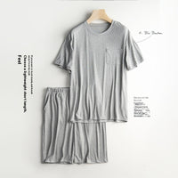 Men's Home Wear Thin Summer T-shirt Half Sleeve Shorts Suit Skin-friendly