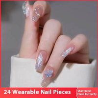Pearl Broken Aurora Butterfly Wear Nail Tip