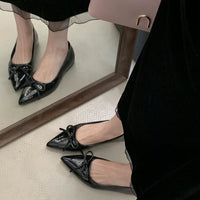 Low-cut Women's Gentle Bow Shoes 2025 New Style, Elegant French Hidden Wedge Flat Shoes, Slip-on Pointed Toe