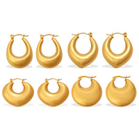 Fashion Exaggerated Metallic Gold Earrings, Simple & Versatile C-Shaped Half-Round Hoop Earrings