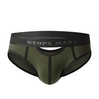 Men's Low Waist Skylight Front And Rear Opening Sexy Briefs