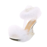 Women's Fine Strap Plush Fashion Stiletto Sandals