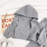 Girls' Sports Children's Western Style Net Red Split Flared Pants Hooded Jacket Autumn