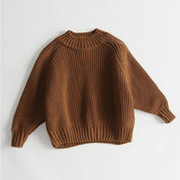 Children's Padded Pullover Sweater Retro Thick Line Half High Neck Sweater For Boys And Girls