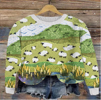 Needle Digital Printing 3D Round Neck Sweater Street Comfortable