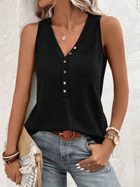 Casual Women's Half Button Spliced Pocket Vest