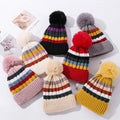 Women's Color Matching Striped Thick Warm Knitted Hat