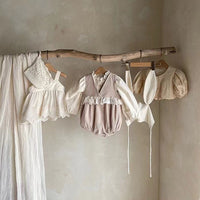 Spring And Autumn Baby Embroidered Lace Long-sleeved Jumpsuit Romper