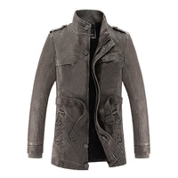 Men's Casual Stand Up Collar Korean Version PU Leather Jacket