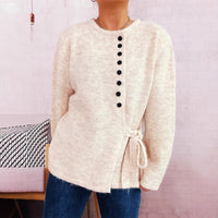 Elegant Commuter Single-breasted Strap Knitwear Slim Fit Sweater