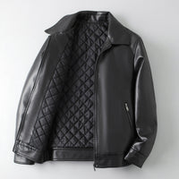 AutumnWinter Men's Leather Jacket With Lapel Collar Light Business Style