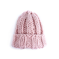 Knitted Hat Ladies Winter Pure Color Simple Thick Woolen Hat