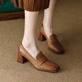 Square-toe Chunky-heel Mid-heel Low-cut Shoes