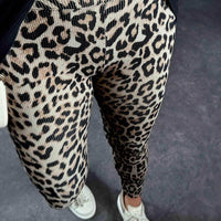 Comfortable High Waist Soft Leopard Print Home Trousers