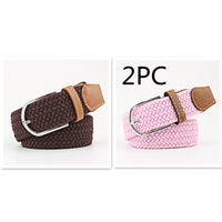 Women's Canvas Belt Student Pants Casual Stretch Braided Needle Buckle