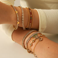 Full-Crystal Zircon Flower Stainless Steel Bracelet