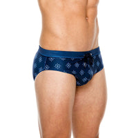 Men's Lace-Up Geometric Print Swim Briefs