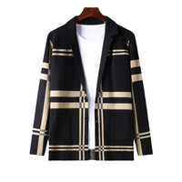 Men's Thin Plaid Knit Casual Cardigan