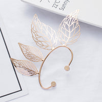 Simple Flashing Diamond Hollow Big Leaf Ear Clip
