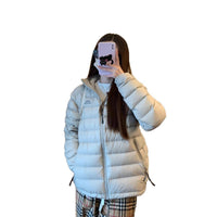 Lightweight Fine Plaid Horizontal Pattern Sports Leisure Hooded Cotton Jacket