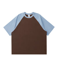 Menswear T-shirt Candy Color Contrast Color Raglan Sleeve