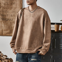 Men's Round-neck Long-sleeve Casual Suede Fleece Pullover