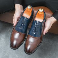 Men's Business Double Color Block Leather Shoes