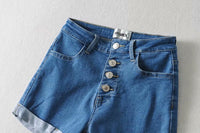 High Waist Denim Shorts High Stretch Front Row