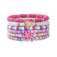 Preppy Style Colorful Polymer Clay Flower Shell Bracelet