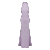 Floral Maxi Dress Round Neck Solid Color