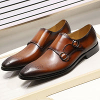 Casual Men's Shoes Double-breasted Top Layer Cowhide