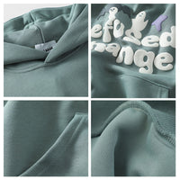American High Street Thickened Fleece-lined Couple Print Pullover Hoodie Sweater Men And Women
