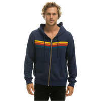 Fleece-lined Hooded Colorful Drawstring Loose Zip Sweater