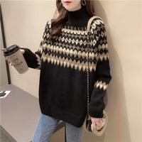 Women's Contrast Wool Sweater Outerwear Sweater