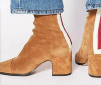 Winter Fashion High Heel Suede British Style Square Toe Women's Boots