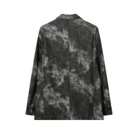 Men's Autumn Tie-dye Contrast Color Suit Collar PU Leather Jacket Coat